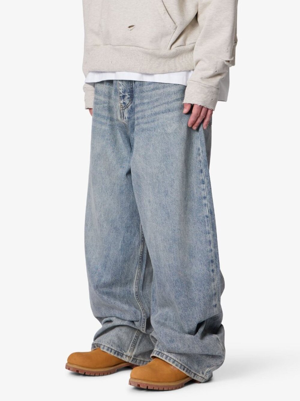 mnml Mega Baggy Waxed Denim - Medium Blue Size XLMedium Blue / XL